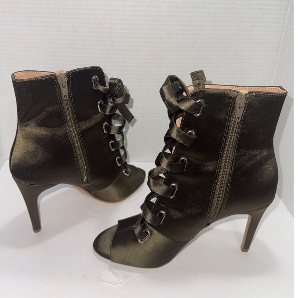 INC Lace-Up Ankle Boots Satin Peep Toe Stiletto Heel 7M Feminine Whimsigoth Y2K‎ - Picture 6 of 8